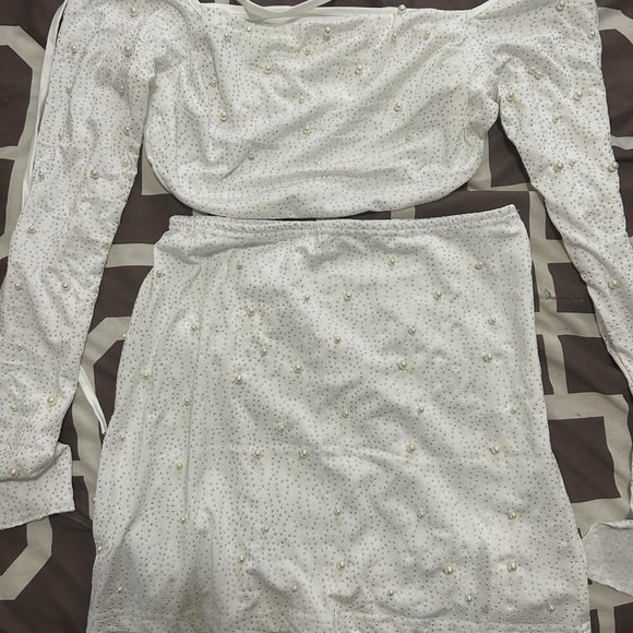 Sent From Above White Rhinestone Skirt Set - Picture 3 of 4